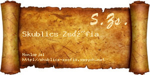 Skublics Zsófia névjegykártya